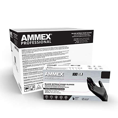 Ammex Professional Series Powder Free Nitrile Exam Gloves, Latex Free, 100 Gloves/Box 5mil