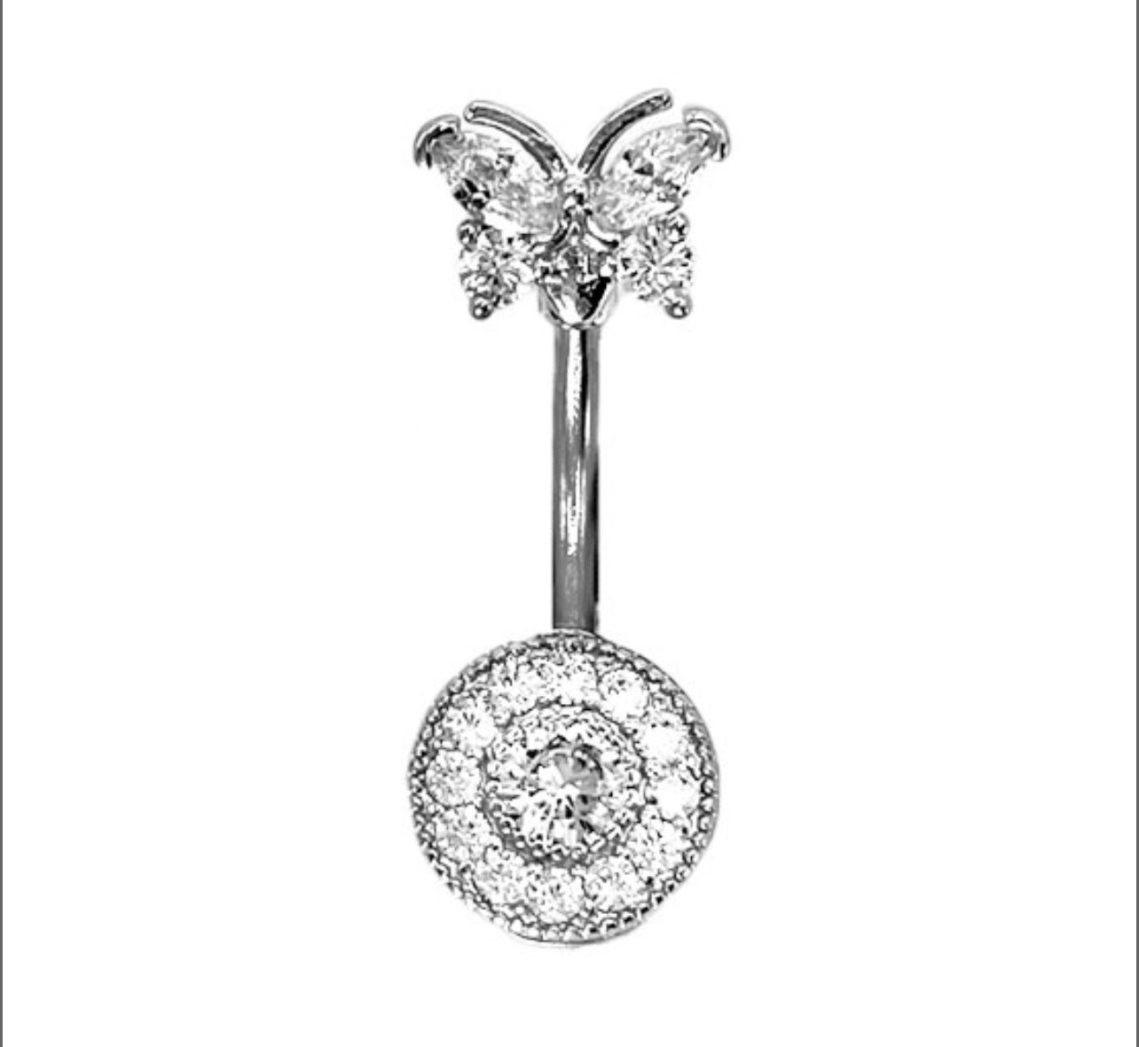 Surgical Steel Jeweled Butterfly Belly Ring